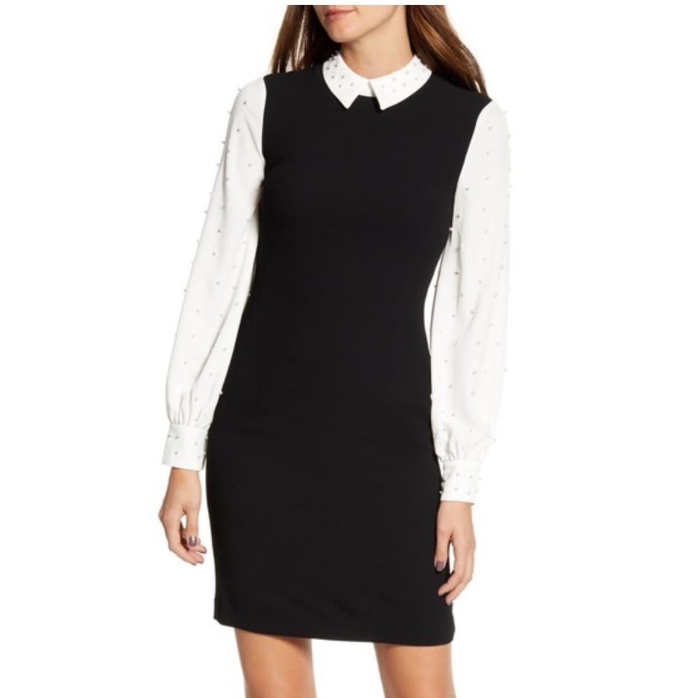 Karl Lagerfeld Collared Pearl Detail Dress | 14